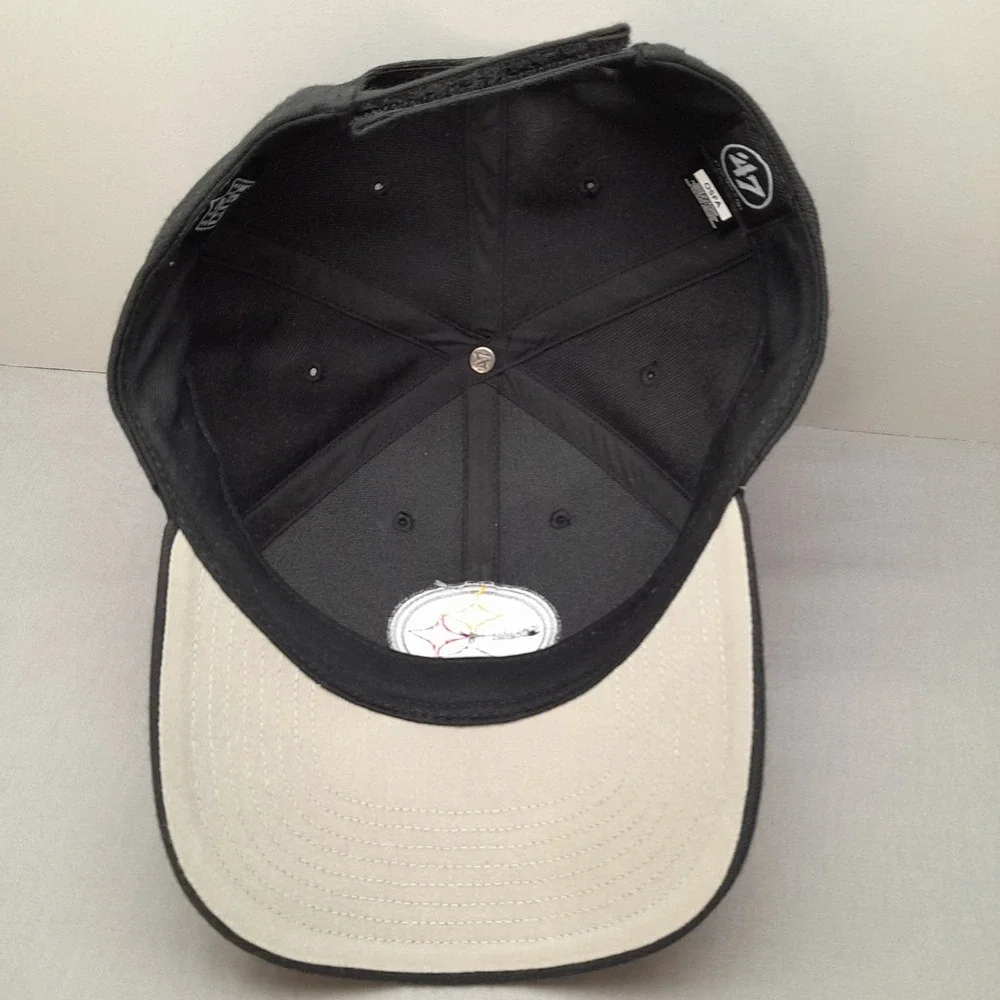 '47 Pittsburgh Steelers NFL Black Strapback Hat Curved Brim Logo Cap OSFM